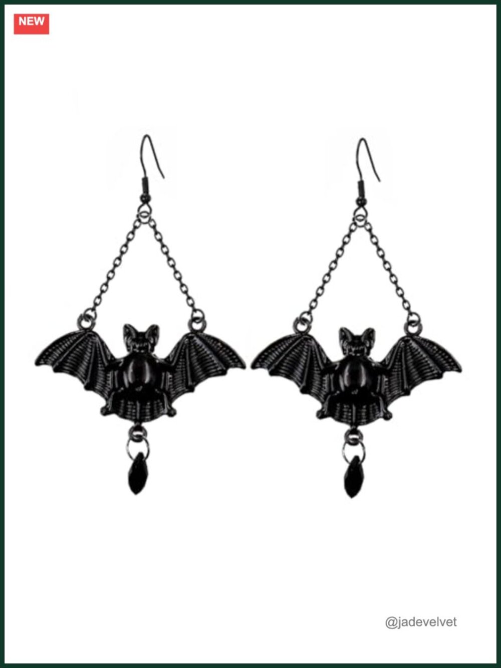Handmade Gothic Bat Earrings Crystal Alloy Lever Back Halloween Jewelry
